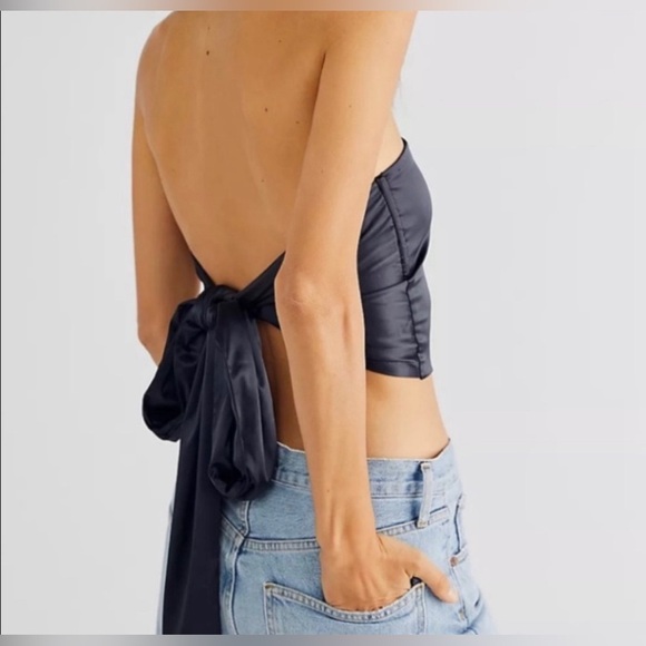 Free People Hot Takes Convertible HALTER TUBE Satin Brami Top Fuchsia Pink L - Picture 9 of 10